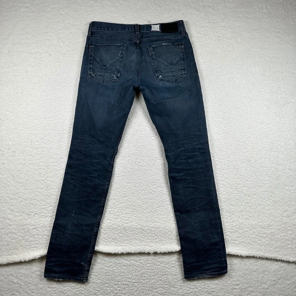 Hudson Blake Slim Straight Mens Distressed Dark Wash Jeans 31x32 Blue M275DND